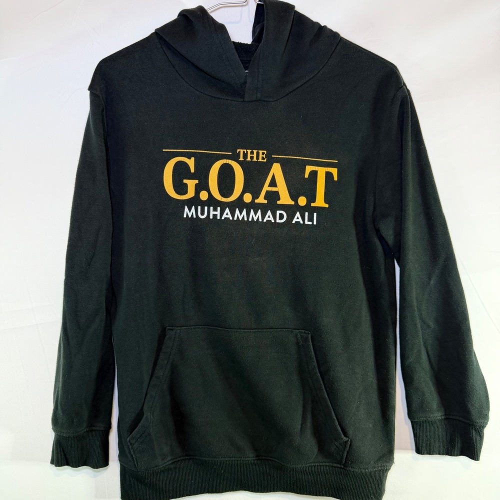 Muhammad Ali Boys GOAT‎ Graphic Hoodie Black Yellow Hybrid Apparel Size Large L
